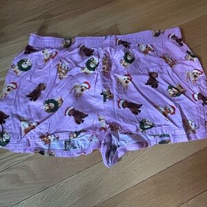 PINK Victoria's Secret sshorts boxers dog print holiday Christmas XL pajamas